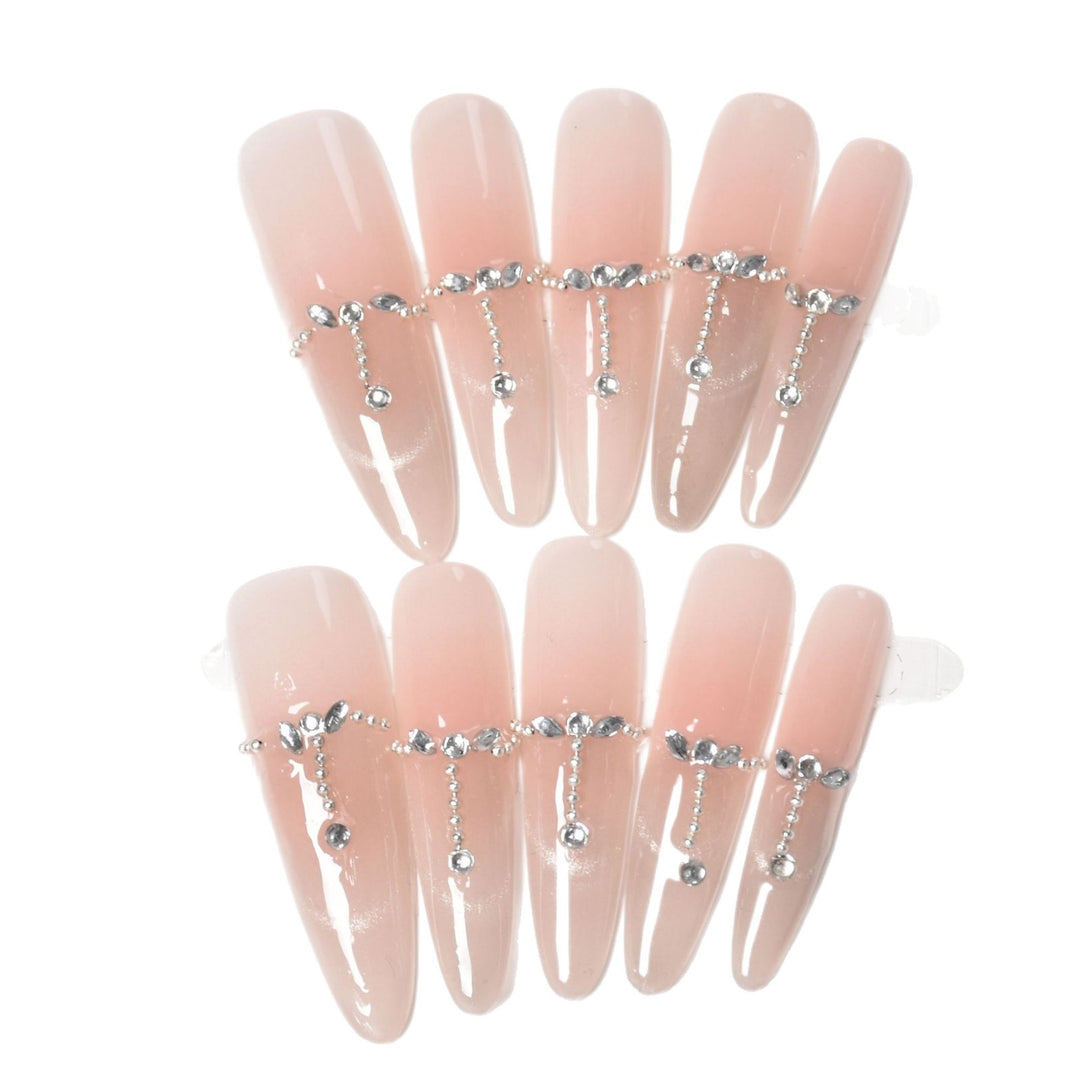 Elegante mit Strass akzentuierte Press-On Nägel Karnz