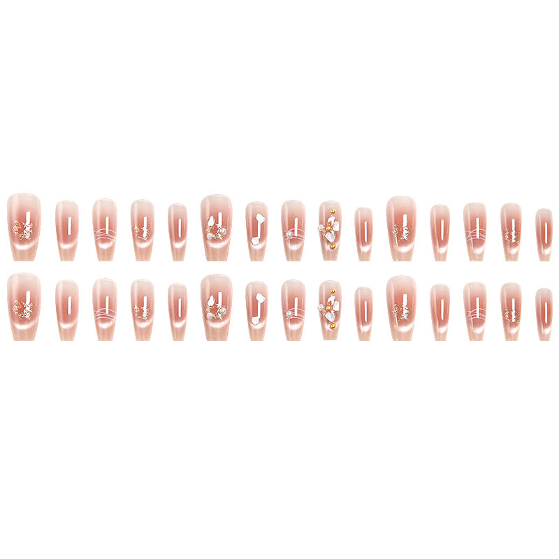 Kunstnagelset mit eleganten Glitzer- und Blumendekoren Karnz