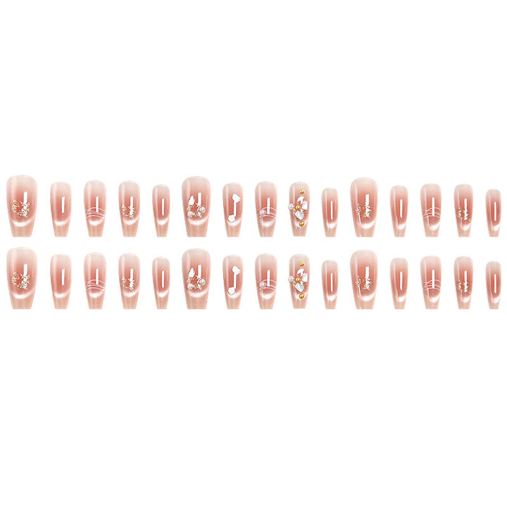 Kunstnagelset mit eleganten Glitzer- und Blumendekoren Karnz