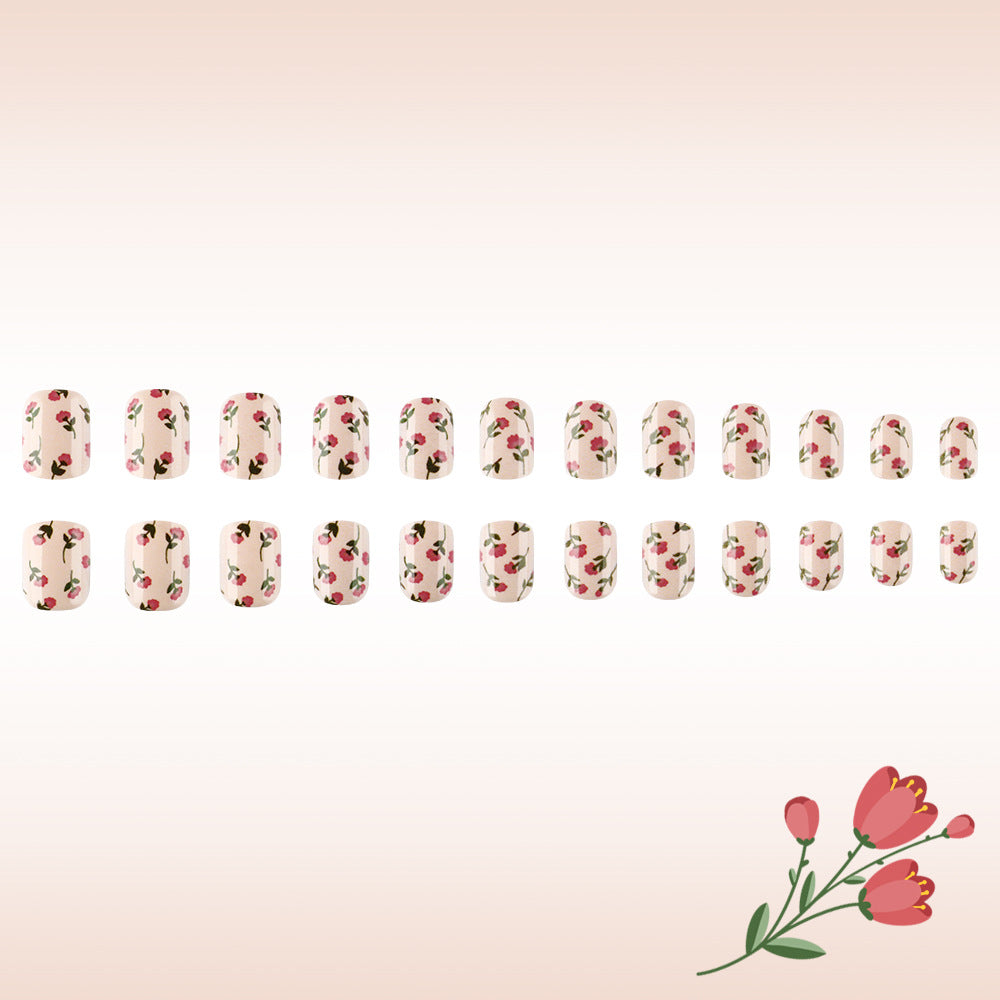Floral Print Press-On Nail Art Karnz