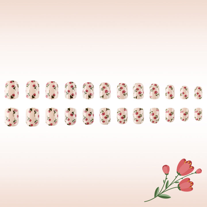 Floral Print Press-On Nail Art Karnz