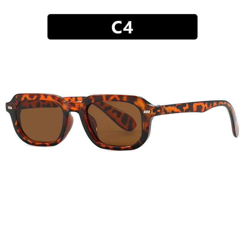 Damen quadratische Sonnenbrille mit hochglänzendem transparentem Rahmen und polarisierenden Gläsern Karnz