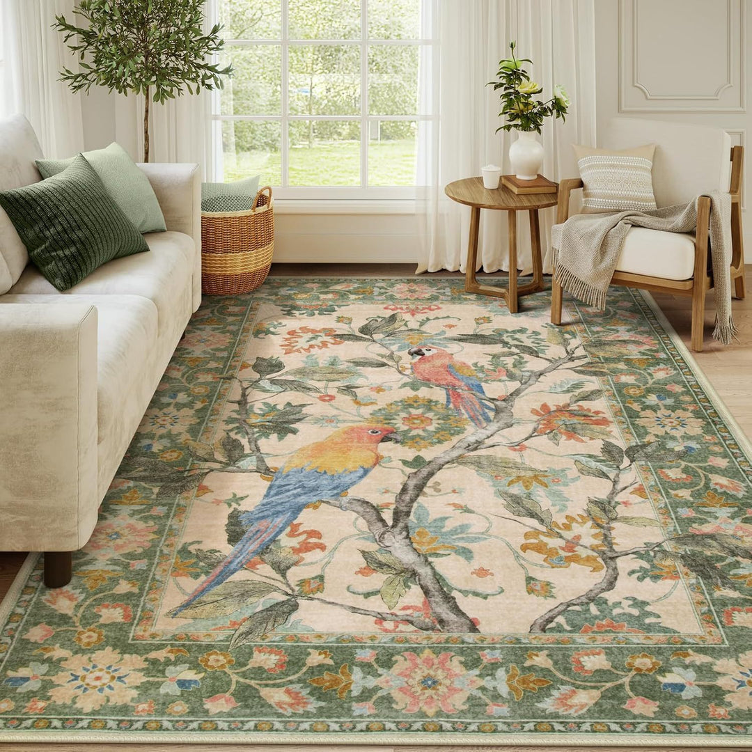 Verschnörkelter Vogel Design Teppich