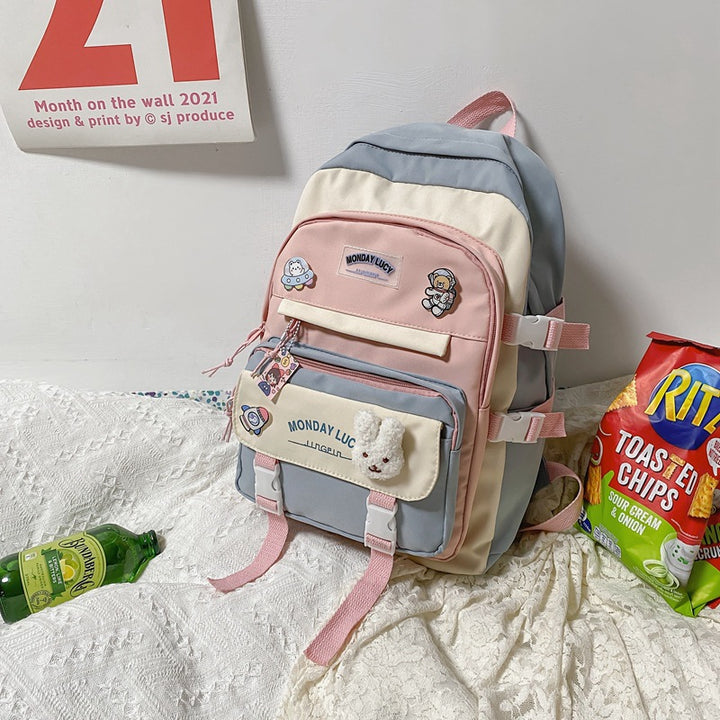 Verspielter Mehrfach-Taschen Charakter Rucksack Karnz