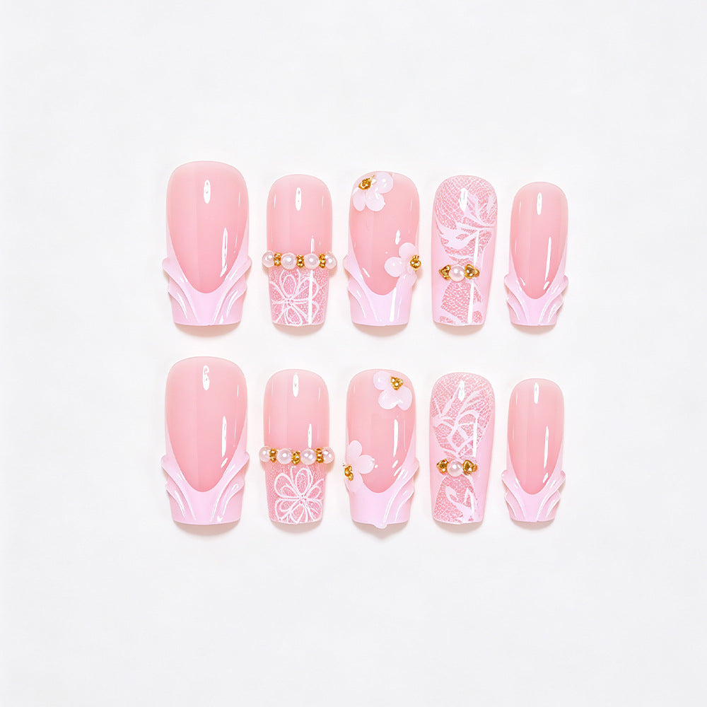 Elegante Floral Press-On Nail Art Tipps Karnz