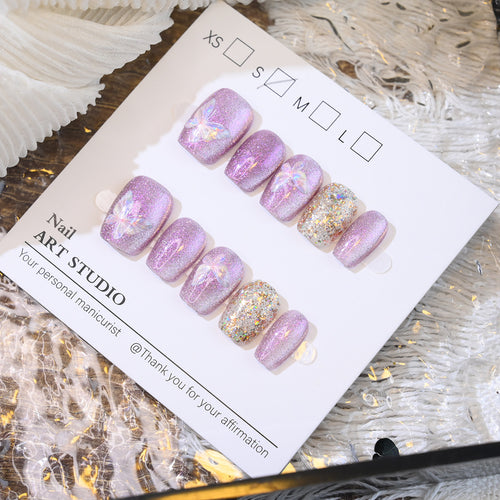 Glitzer Schmetterling Press-On Nagel Set Karnz