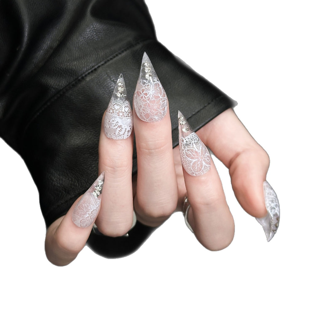 Stiletto Press-On Nagelverstärkungen mit Edelsteinakzenten