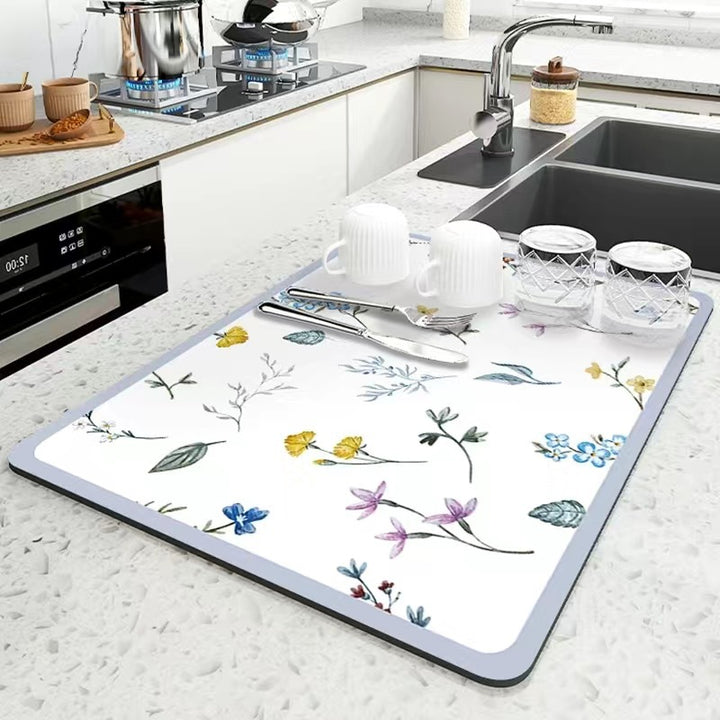 Dekorative Küchenmatte mit Blumenmotiv
