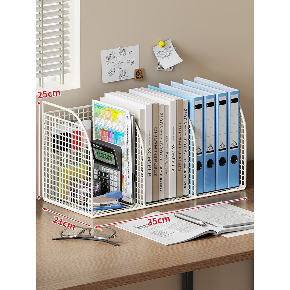 Langer Multi-Slot Desktop-Datei- und Ordner-Organizer mit Stift- und Zubehörhalter