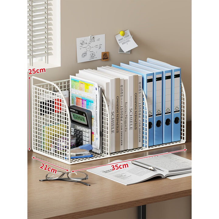 Langer Multi-Slot Desktop-Datei- und Ordner-Organizer mit Stift- und Zubehörhalter