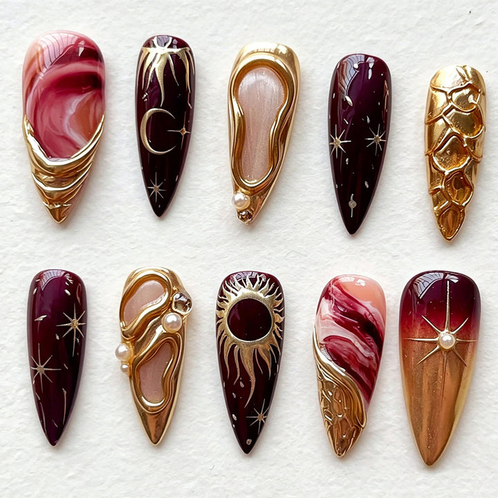 Künstlerisches Press-On Nagelkunst Set