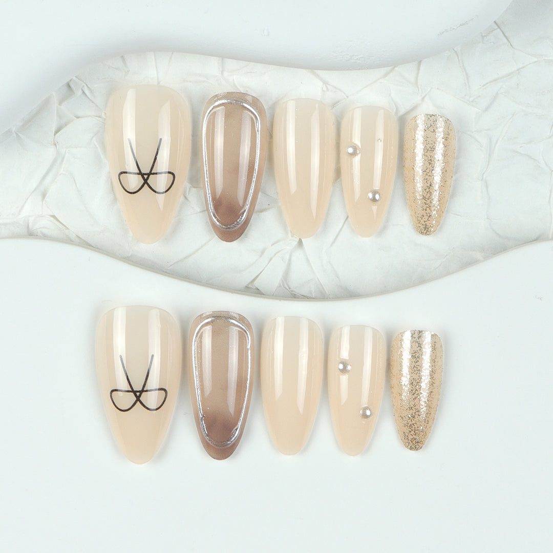 Premium Stiletto Press-On Nägel mit Glitzer und Strassakzenten Karnz