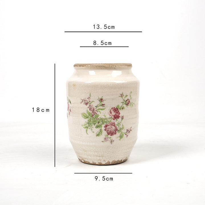 Florales Keramik Blumentopf mit Kunstmuster Karnz