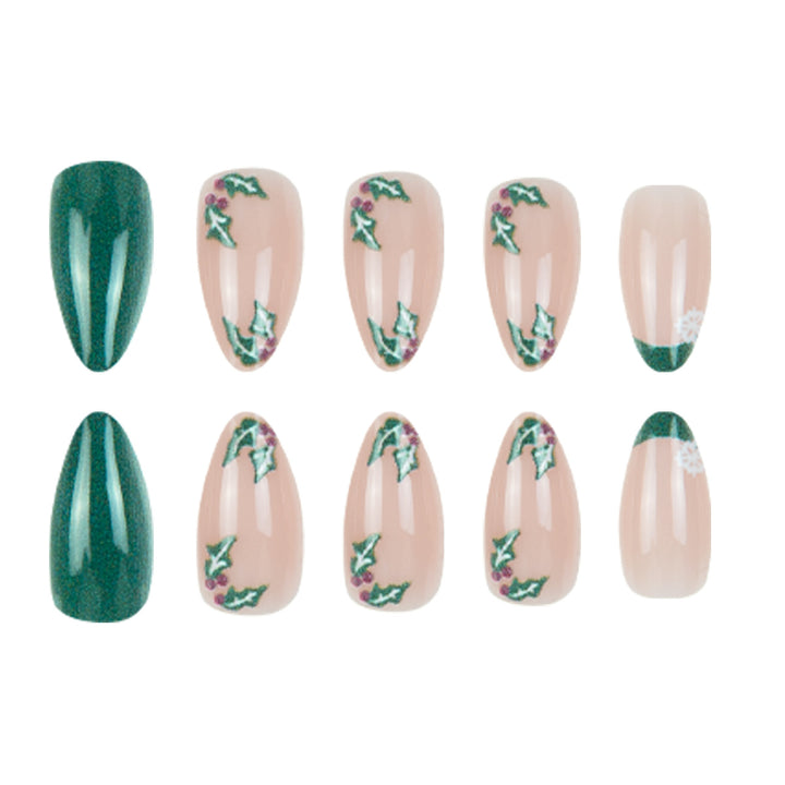 Künstlerische Stiletto Press-On Nägel mit Holiday Design Karnz