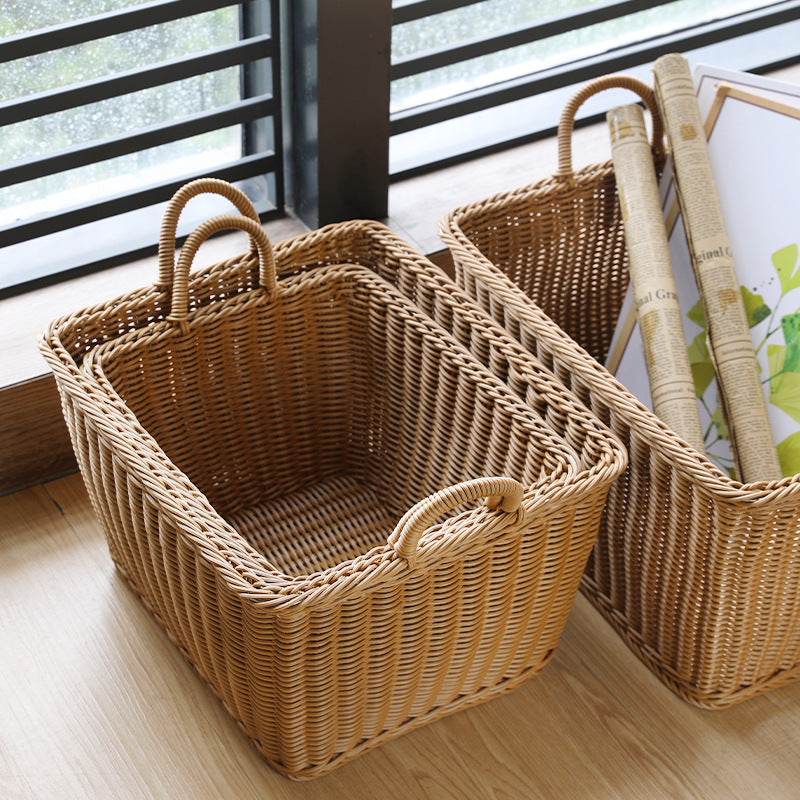 Unisex Geräumiger Aufbewahrungskorb aus geflochtenem Rattan Karnz