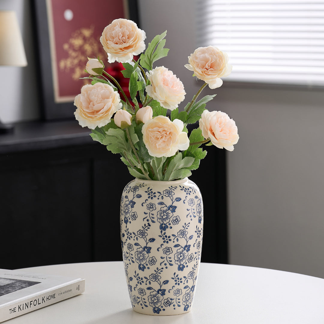 Dekorative Keramikvase mit floralen Muster Karnz