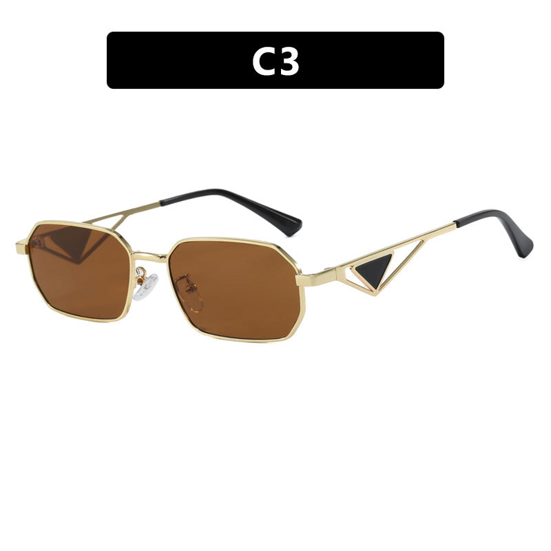 Damen geometrische Luxus-Sonnenbrille mit schmalem Hochglanz-Rahmen Karnz