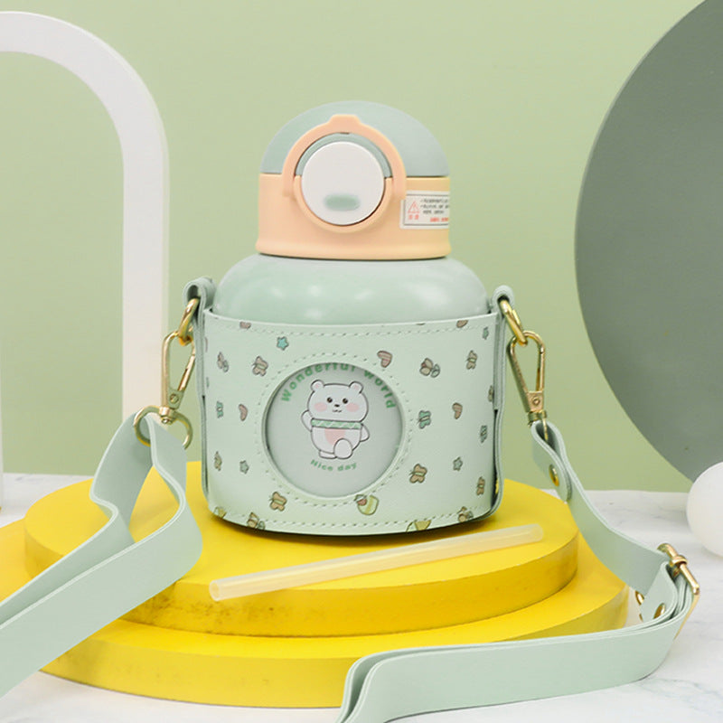 Damen Isolierte Trinkflasche mit praktischem Tragegurt und kinderfreundlichem Design Karnz