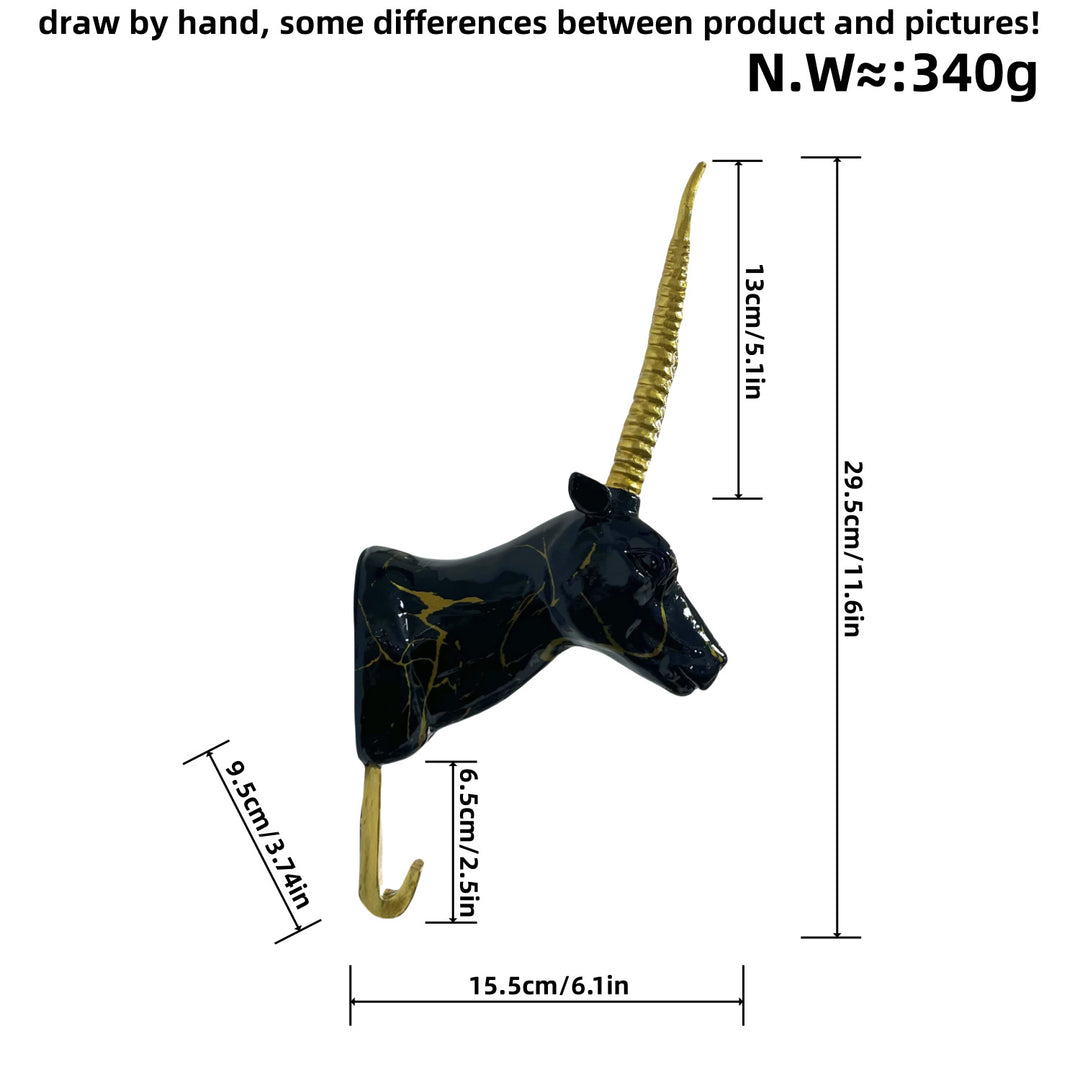 Wandhaken in Form eines stilisierten Einhorns Karnz