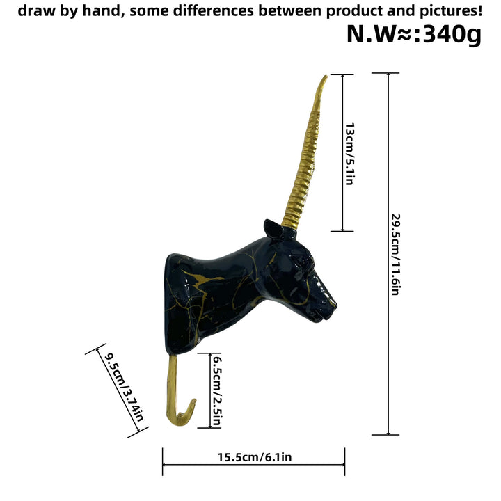 Wandhaken in Form eines stilisierten Einhorns Karnz
