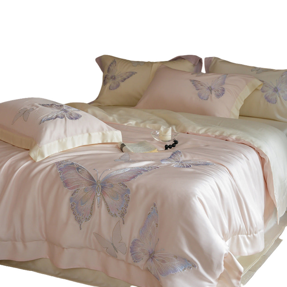 Besticktes Satin Bettbezug Set