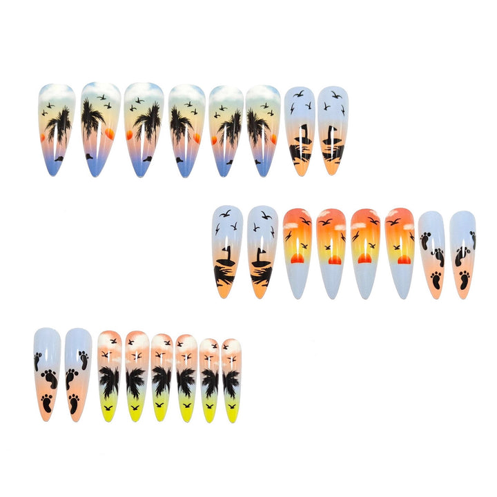 Kunstnägel mit Tropischem Sonnenuntergangsdesign Karnz