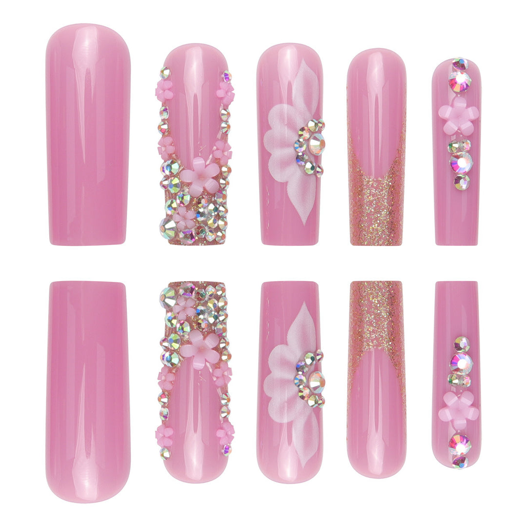 Dekorative florale lange Stiletto-Nägel Karnz