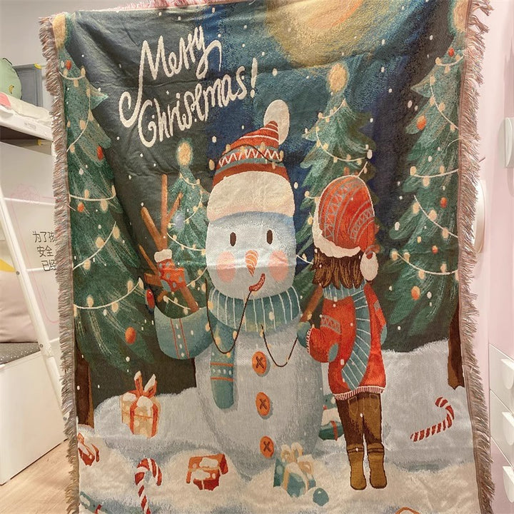 Festliches Weihnachtsthema Wandteppich Wurfdecke