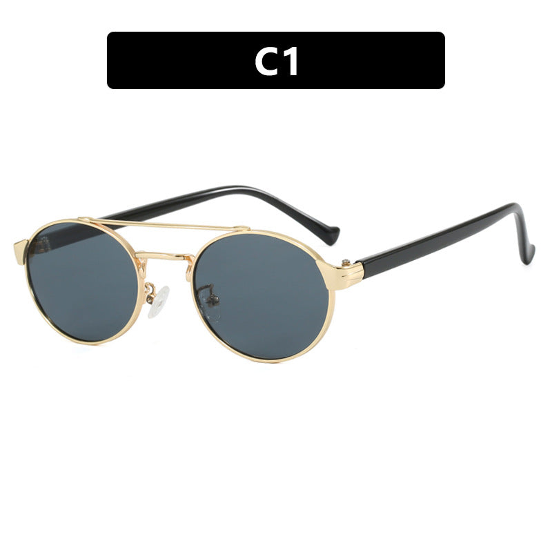 Damen modische Sonnenbrille im stilvollen runden Design mit goldenen Akzenten Karnz