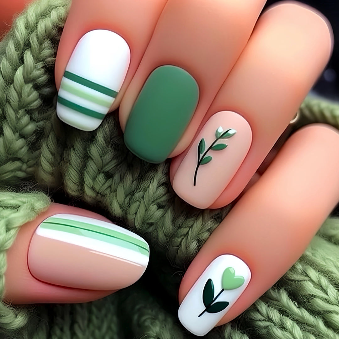 Botanische Themen Presse-On-Nagelkunst Karnz