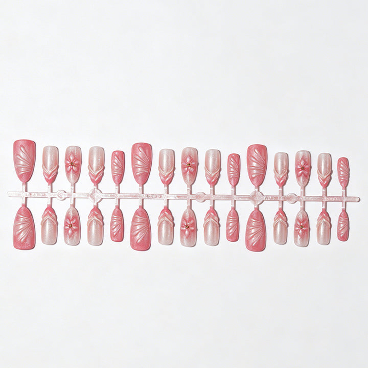 Künstlerisches Floral Press-On Nail Set Karnz