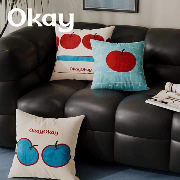 Decorative Plush Throw Pillow Cover with Retro Cherry Graphic