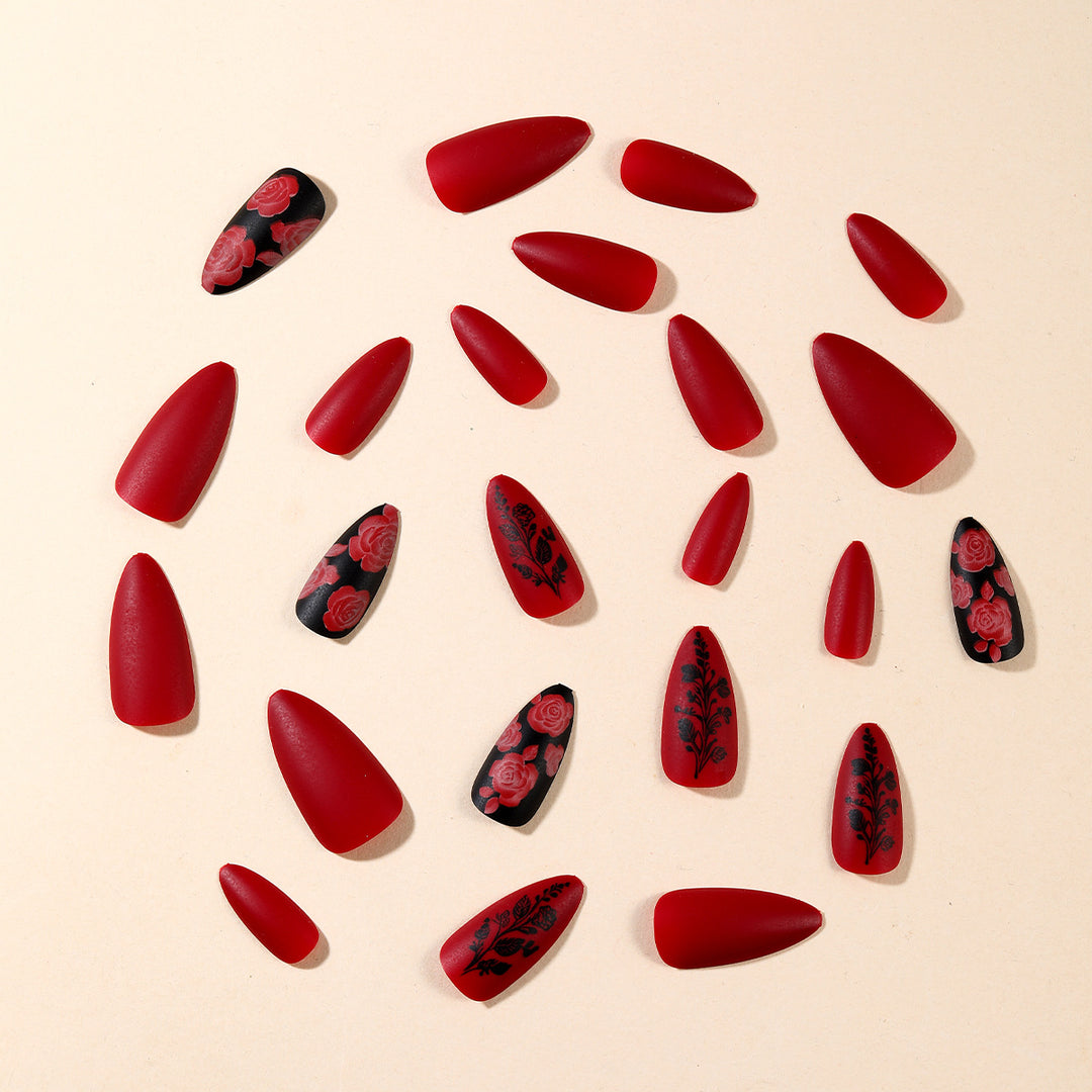 Florale Matte Acryl Nagel Set Karnz