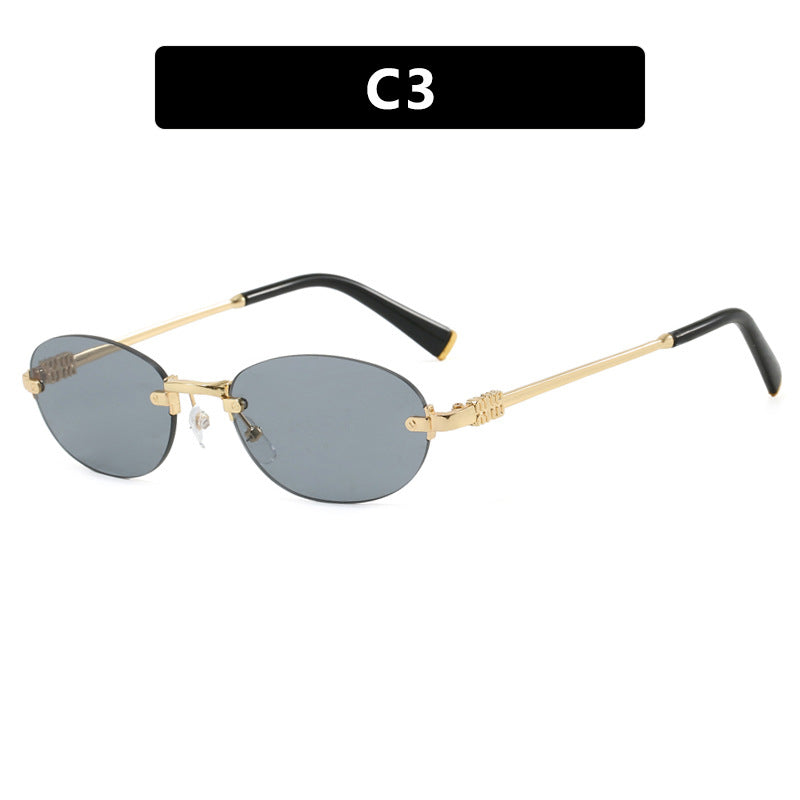 Damen modische Sonnenbrille mit ovalem Rahmen und edlen Akzenten Karnz