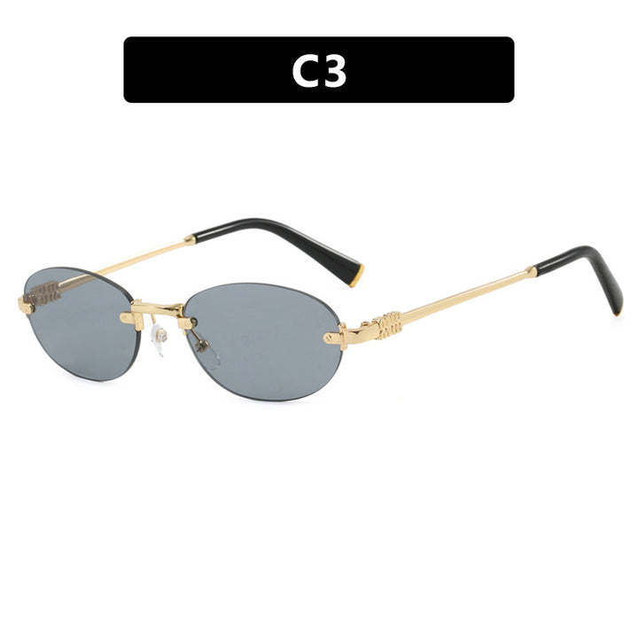 Damen modische Sonnenbrille mit ovalem Rahmen und edlen Akzenten Karnz