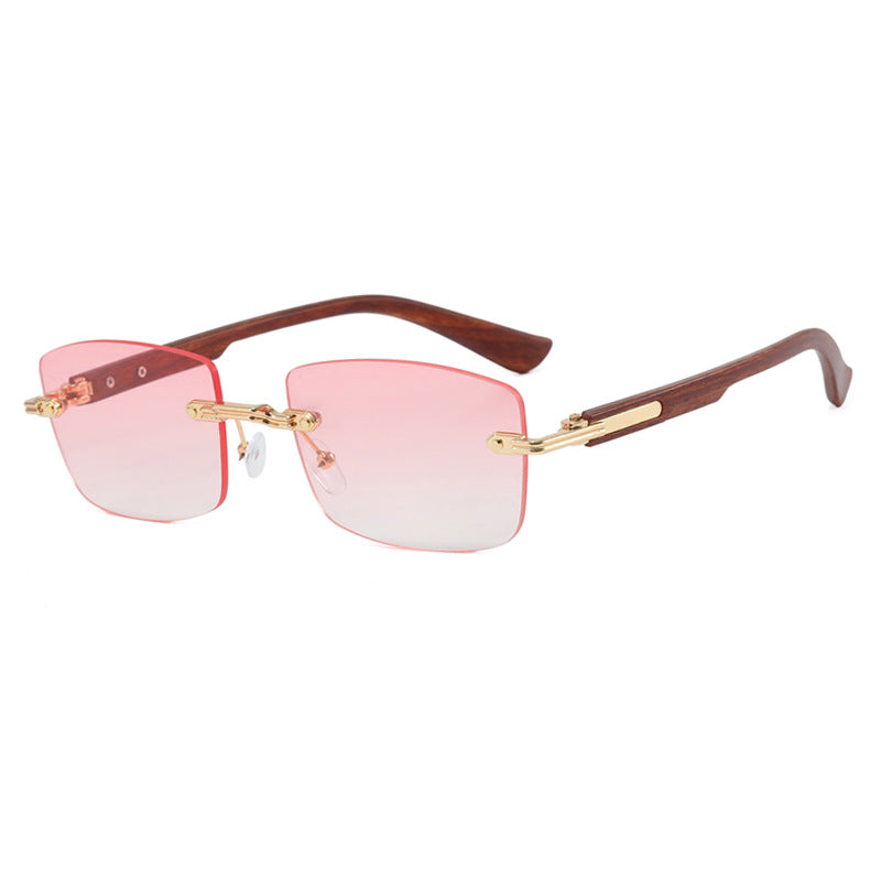Damen quadratische Sonnenbrille mit Holzrahmen und gradienten Gläsern Karnz