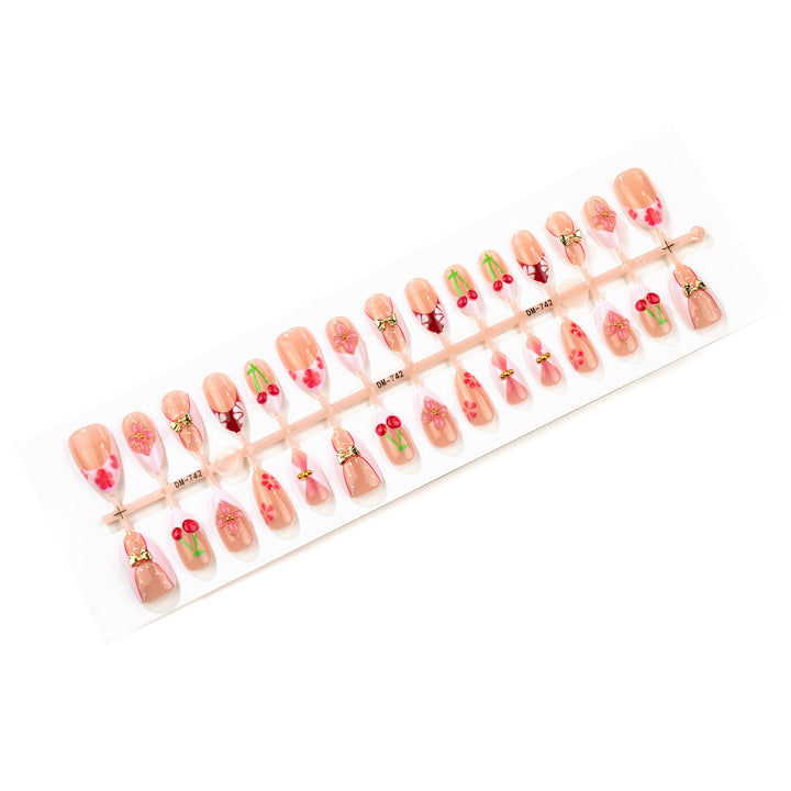 Künstlerisches Kirschblüten Press-On Nagelset Karnz