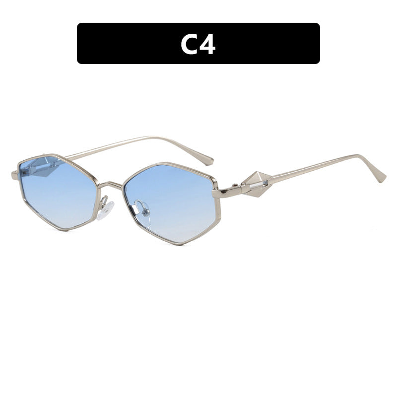 Damen geometrische Sonnenbrille mit schützendem UV-Filter und high-end Metallrahmen Karnz