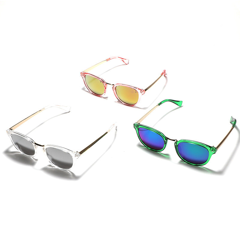 Damen modische Sonnenbrille mit buntem, verspiegeltem Gläsern und elegantem Rahmen Karnz