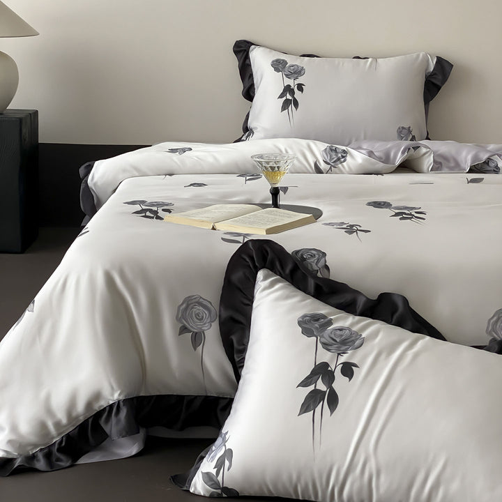 Luxuriös Wendbare Satin-Baumwolle Bettwäsche Set mit Toile Landschaftsdruck