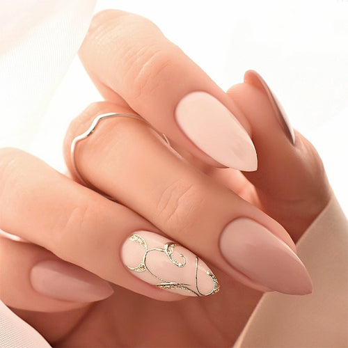 Elegantes Press-On-Nagelkunst-Set mit floralen und glänzenden Akzenten Karnz