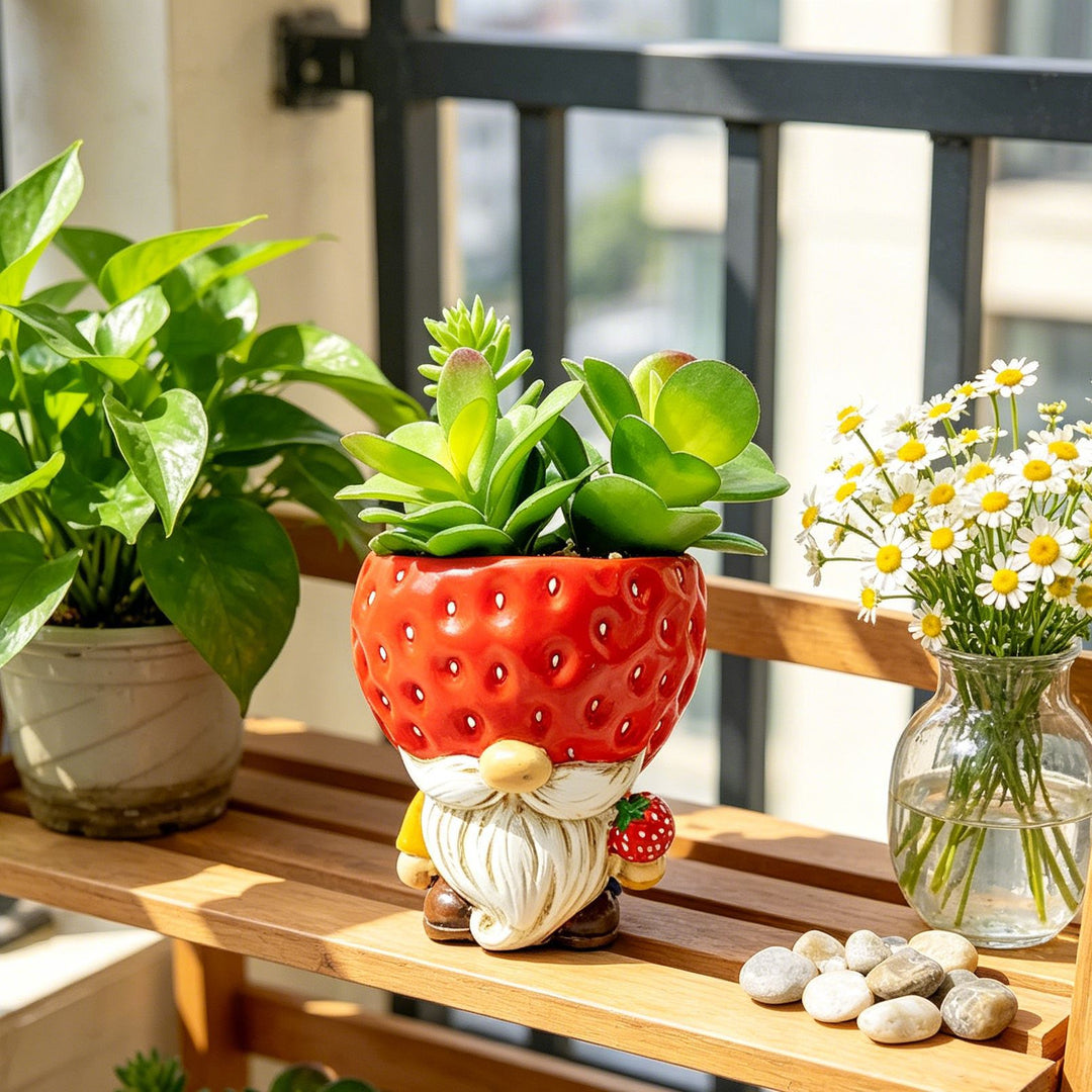 Originelle Blumentopffigur mit Zwergmotiv Karnz