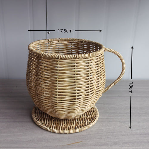 Handgefertigter natürlicher Korb-Planter Karnz