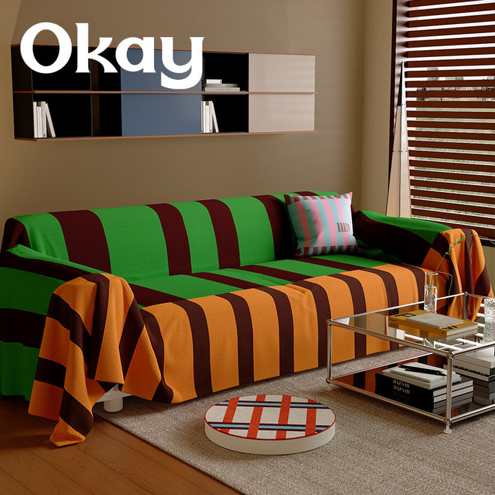 Stretch Striped Sofa Slipcover with Full-Seat and Arm Protection