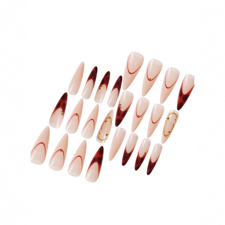 Stiletto Press-On Nagelkunst Set mit eleganten goldenen Akzenten Karnz