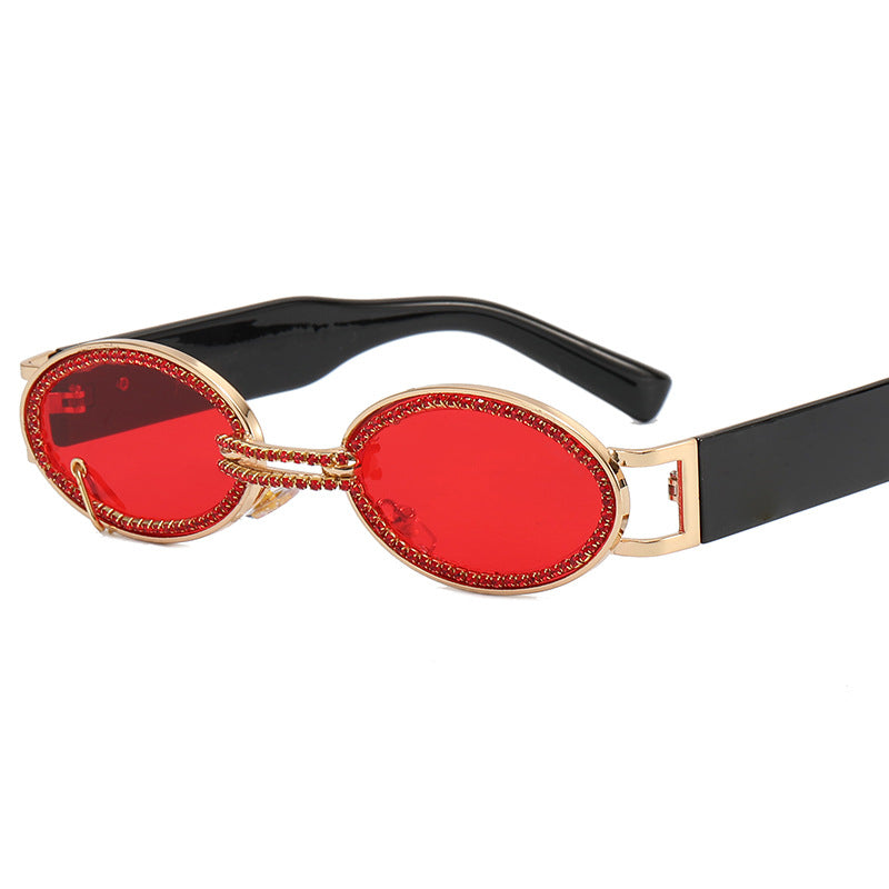 Damen extravagante modische Sonnenbrille mit strassbesetztem Rahmen Karnz