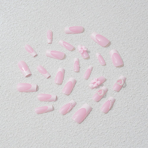 Kunstnagelset mit 3D Schleifen und Perlenakzenten Karnz