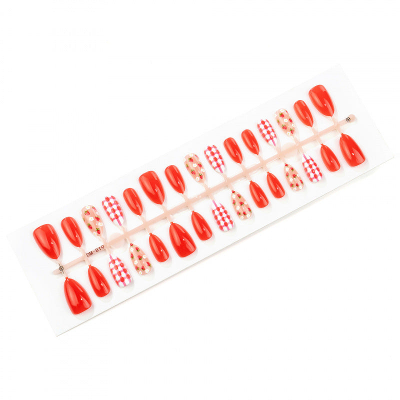 Saisonales Erdbeer-Themen Press-On Nail Art Set