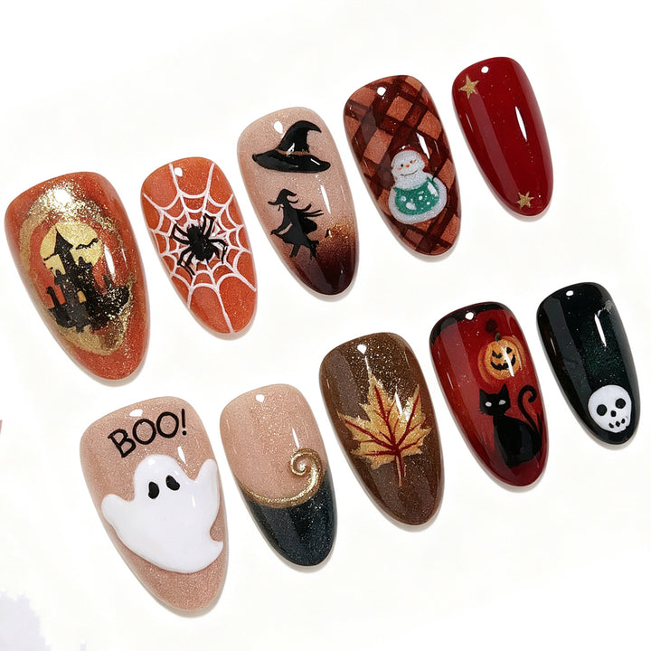 Halloween-Themen Dekorative Press-On Nagelkunst Set Karnz