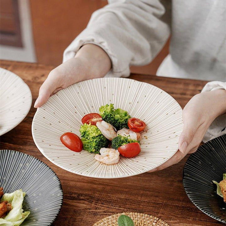 Handgefertigte japanische Mino Ware Keramische zerknitterte Teller | Karnz